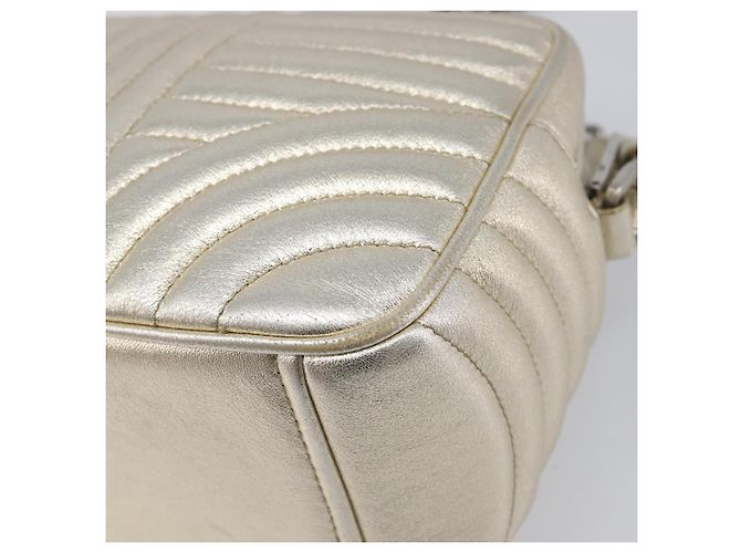 Borsa a tracolla PRADA Diagram Chain in pelle Champagne Gold Auth 196586V D'oro - vista 13