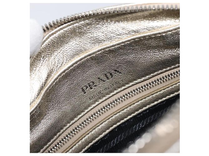 Borsa a tracolla PRADA Diagram Chain in pelle Champagne Gold Auth 196586V D'oro - vista 17