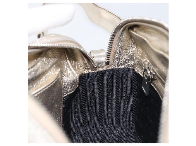 Borsa a tracolla PRADA Diagram Chain in pelle Champagne Gold Auth 196586V D'oro - vista 20