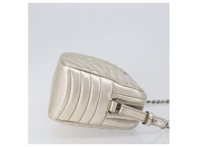 Borsa a tracolla PRADA Diagram Chain in pelle Champagne Gold Auth 196586V D'oro - vista 4