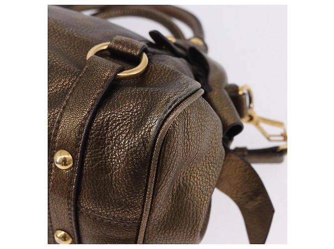 Borsa a mano Miu Miu Vitellolux 2way Gold Auth 199156V D'oro - vista 16