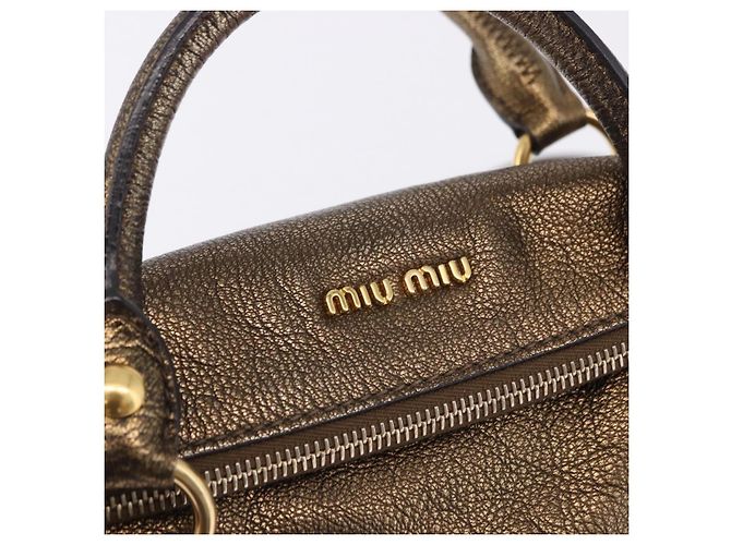 Borsa a mano Miu Miu Vitellolux 2way Gold Auth 199156V D'oro - vista 18