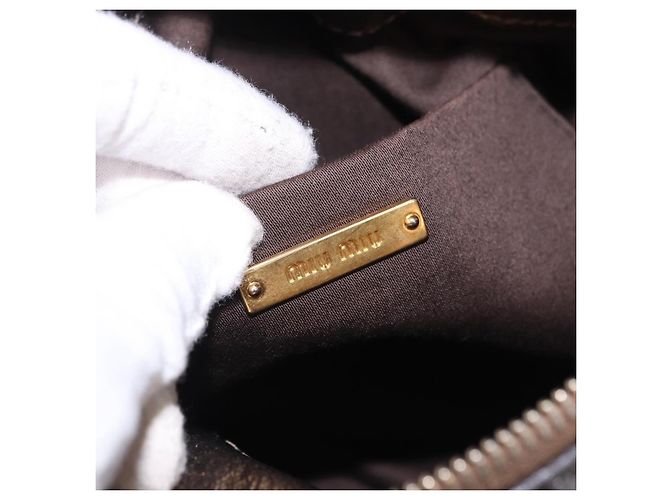 Borsa a mano Miu Miu Vitellolux 2way Gold Auth 199156V D'oro - vista 19