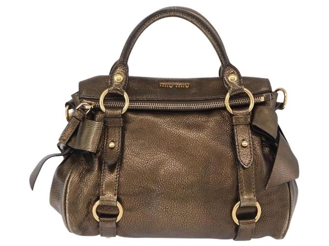 Borsa a mano Miu Miu Vitellolux 2way Gold Auth 199156V D'oro - vista 2