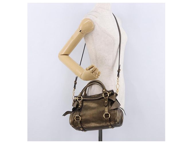 Borsa a mano Miu Miu Vitellolux 2way Gold Auth 199156V D'oro - vista 25
