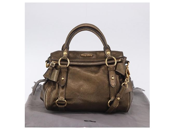 Borsa a mano Miu Miu Vitellolux 2way Gold Auth 199156V D'oro - vista 26
