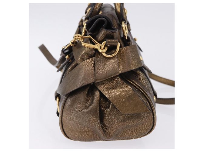 Borsa a mano Miu Miu Vitellolux 2way Gold Auth 199156V D'oro - vista 5