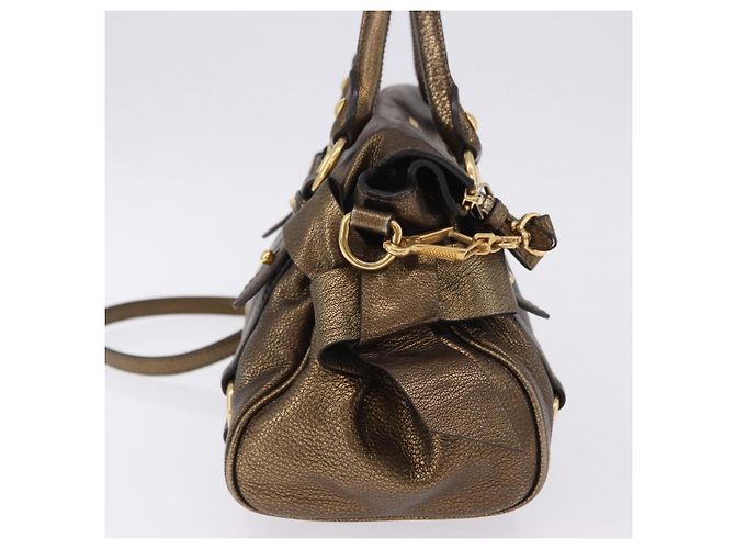 Borsa a mano Miu Miu Vitellolux 2way Gold Auth 199156V D'oro - vista 6