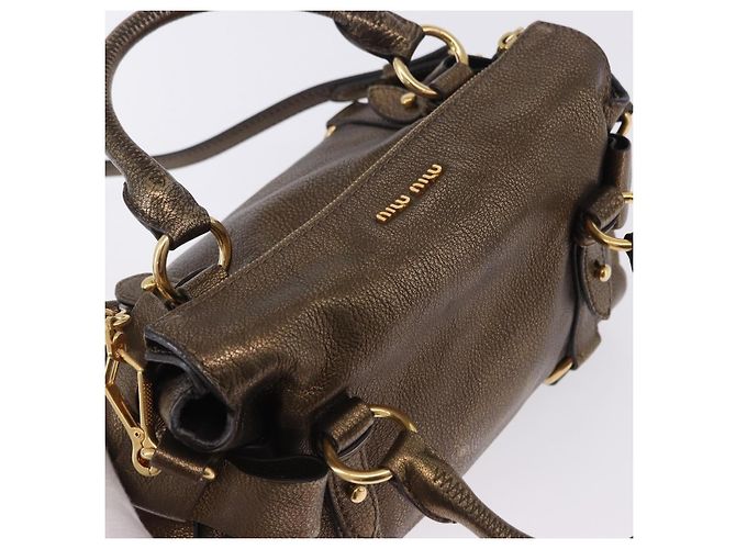 Borsa a mano Miu Miu Vitellolux 2way Gold Auth 199156V D'oro - vista 7