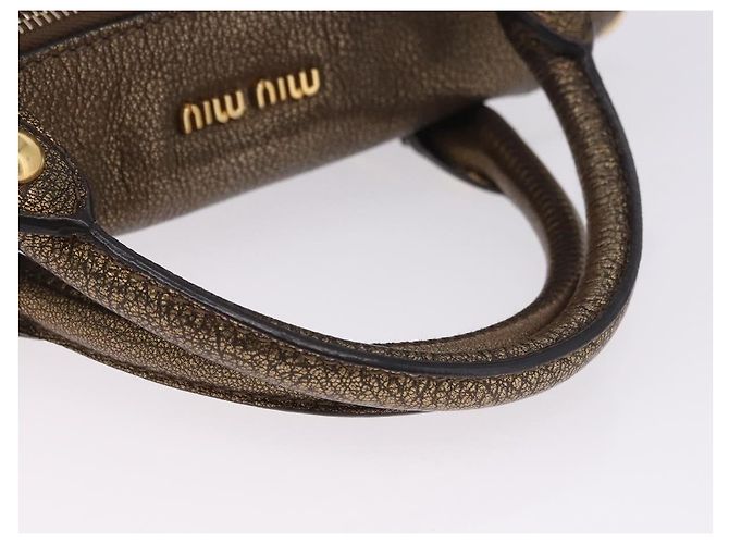Borsa a mano Miu Miu Vitellolux 2way Gold Auth 199156V D'oro - vista 8