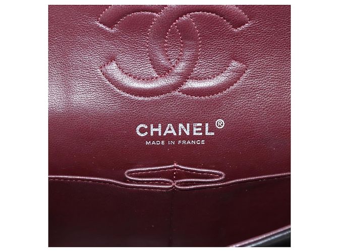 Sac CHANEL Double Flap Chain Matelasse 23 en agneau noir et argent Auth yk20812SAM Argenté - vue 17