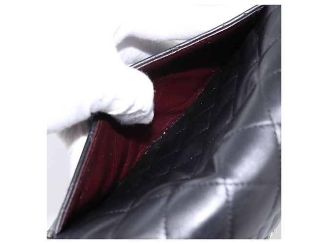 Sac CHANEL Double Flap Chain Matelasse 23 en agneau noir et argent Auth yk20812SAM Argenté - vue 25