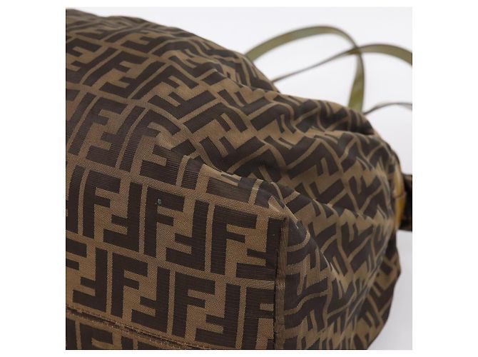 Borsa Tote FENDI Zucca Canvas Nylon Marrone Nero Auth 197800 - vista 10