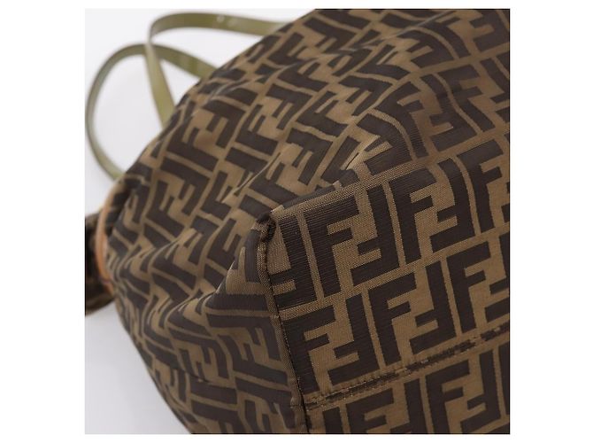 Borsa Tote FENDI Zucca Canvas Nylon Marrone Nero Auth 197800 - vista 11