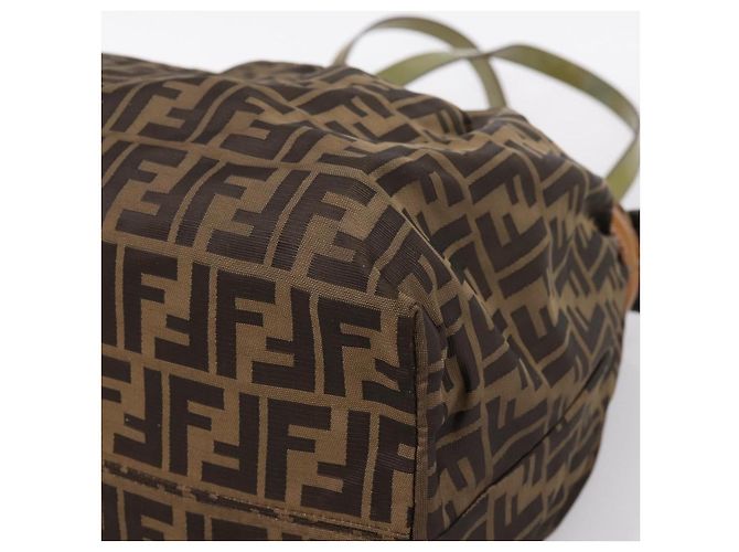 Borsa Tote FENDI Zucca Canvas Nylon Marrone Nero Auth 197800 - vista 12