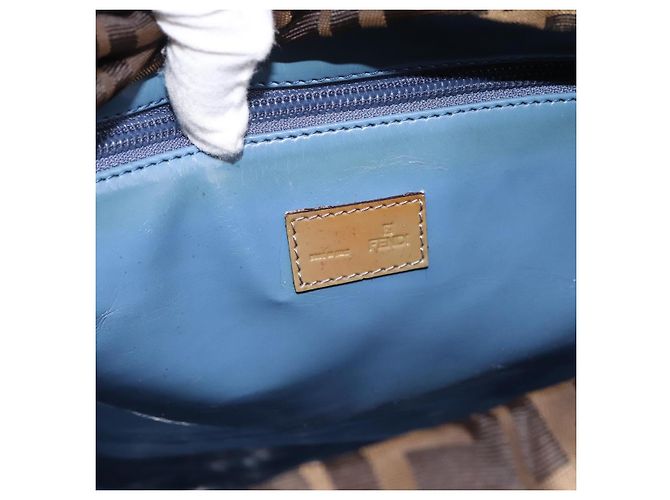 Borsa Tote FENDI Zucca Canvas Nylon Marrone Nero Auth 197800 - vista 15