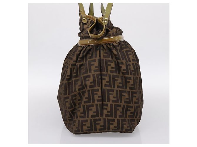 Borsa Tote FENDI Zucca Canvas Nylon Marrone Nero Auth 197800 - vista 5