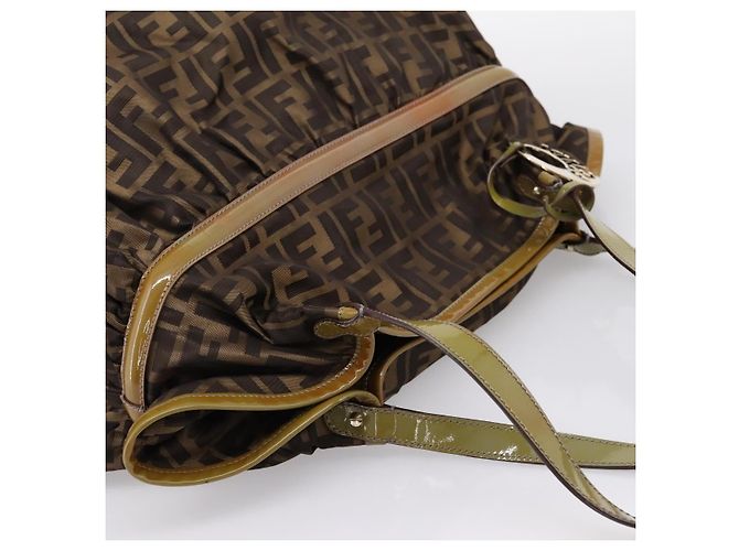 Borsa Tote FENDI Zucca Canvas Nylon Marrone Nero Auth 197800 - vista 6