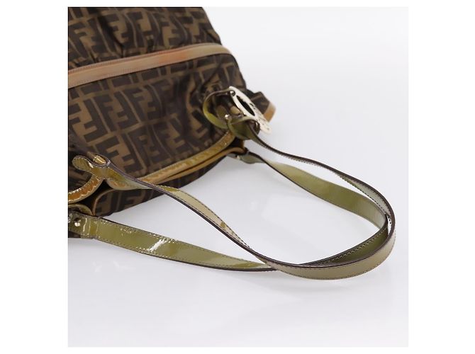 Borsa Tote FENDI Zucca Canvas Nylon Marrone Nero Auth 197800 - vista 7