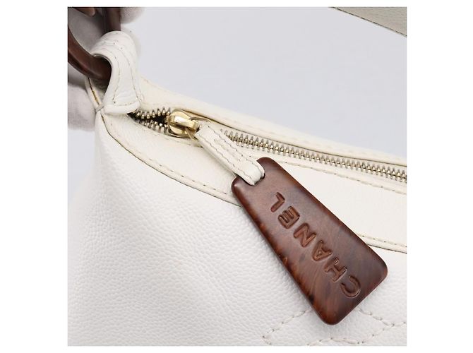 Bolsa de ombro CHANEL COCO Mark Chain em couro caviar com CC ouro branco Auth yk20859V Dourado - vista 14