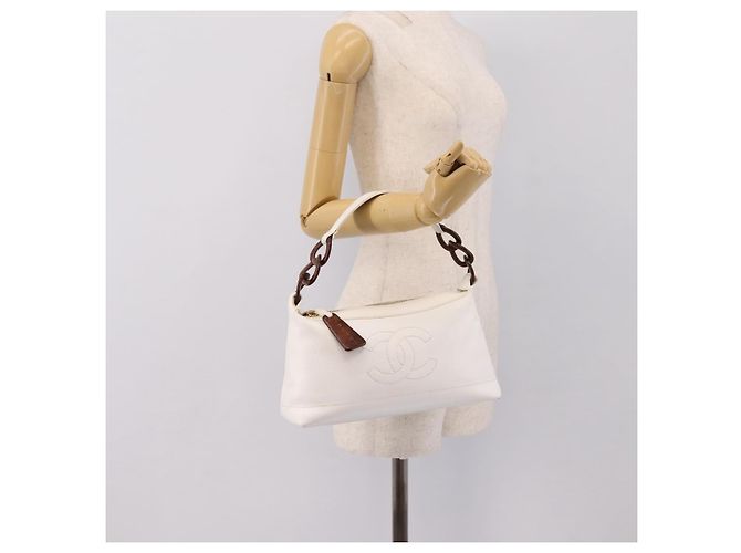 Bolsa de ombro CHANEL COCO Mark Chain em couro caviar com CC ouro branco Auth yk20859V Dourado - vista 23