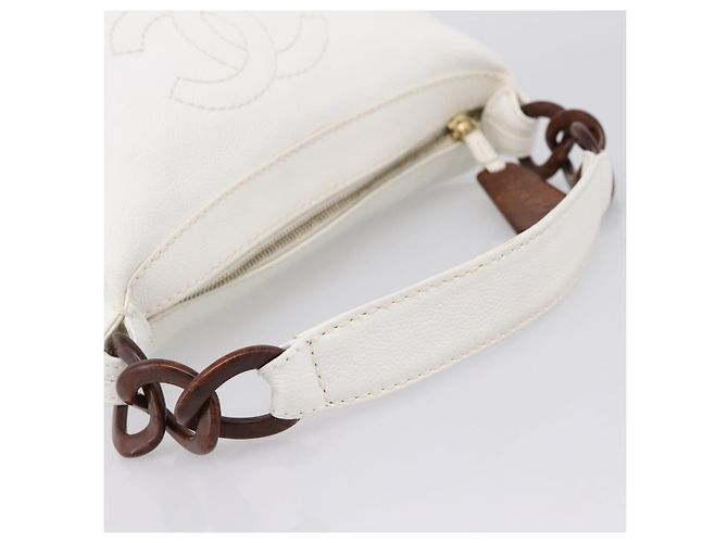 Bolsa de ombro CHANEL COCO Mark Chain em couro caviar com CC ouro branco Auth yk20859V Dourado - vista 7
