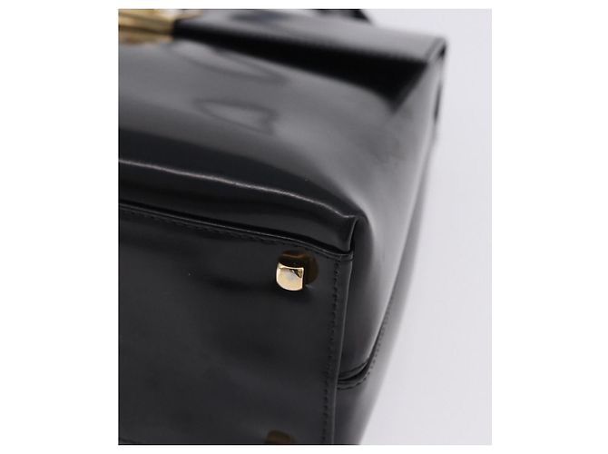 Borsa Salvatore Ferragamo Gancini in vernice 2way Nera Tono Oro Auth 200642 Nero - vista 13