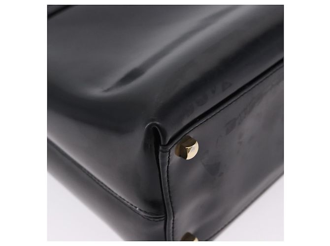 Borsa Salvatore Ferragamo Gancini in vernice 2way Nera Tono Oro Auth 200642 Nero - vista 14