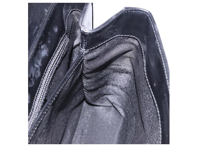 Borsa Salvatore Ferragamo Gancini in vernice 2way Nera Tono Oro Auth 200642 Nero - vista 20