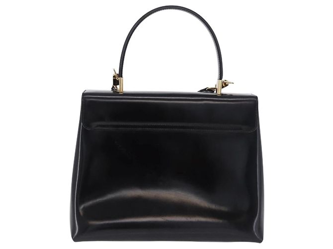 Borsa Salvatore Ferragamo Gancini in vernice 2way Nera Tono Oro Auth 200642 Nero - vista 3