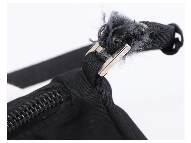 PRADA Accessory Pouch Nylon Black Silver Auth 198964 Silvery - view 14
