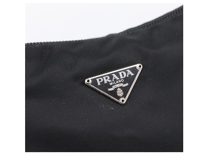 PRADA Accessory Pouch Nylon Black Silver Auth 198964 Silvery - view 15