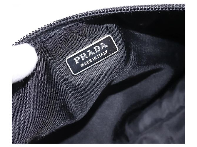 PRADA Accessory Pouch Nylon Black Silver Auth 198964 Silvery - view 18