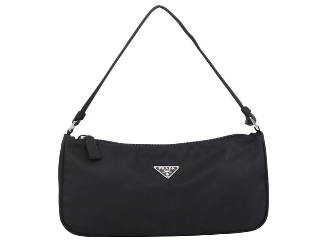 PRADA Accessory Pouch Nylon Black Silver Auth 198964 Silvery - view 2