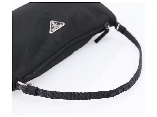 PRADA Accessory Pouch Nylon Black Silver Auth 198964 Silvery - view 7