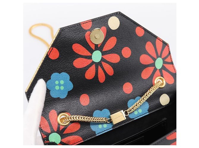 Borsa a tracolla Chain Betty SAINT LAURENT in pelle nera e oro Auth SW2673SAM Nero - vista 14