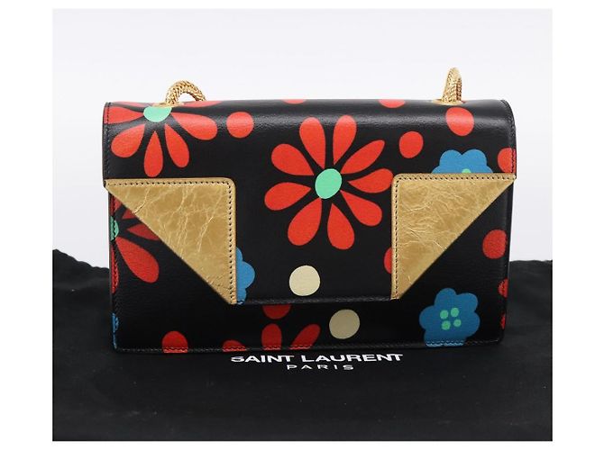 Borsa a tracolla Chain Betty SAINT LAURENT in pelle nera e oro Auth SW2673SAM Nero - vista 22