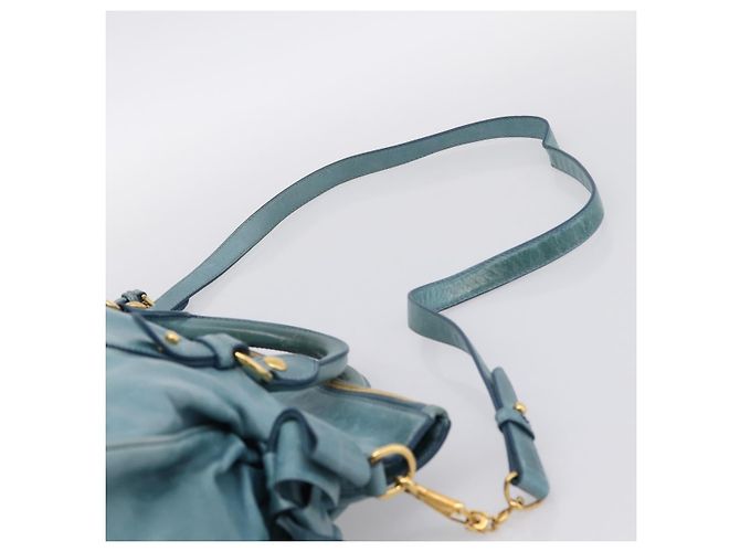 Borsa a mano Miu Miu in pelle 2way blu e oro Auth yk20734M D'oro - vista 10