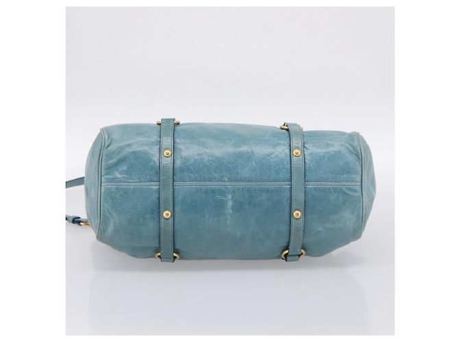 Borsa a mano Miu Miu in pelle 2way blu e oro Auth yk20734M D'oro - vista 11