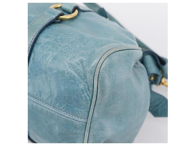 Borsa a mano Miu Miu in pelle 2way blu e oro Auth yk20734M D'oro - vista 12