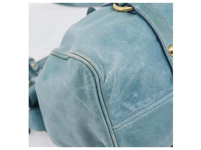 Borsa a mano Miu Miu in pelle 2way blu e oro Auth yk20734M D'oro - vista 13