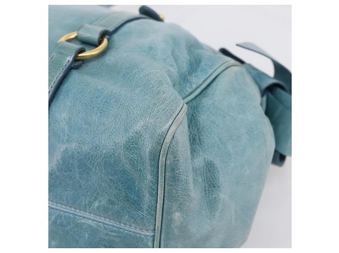 Borsa a mano Miu Miu in pelle 2way blu e oro Auth yk20734M D'oro - vista 14