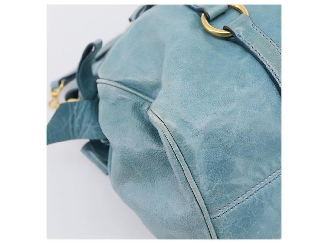Borsa a mano Miu Miu in pelle 2way blu e oro Auth yk20734M D'oro - vista 15