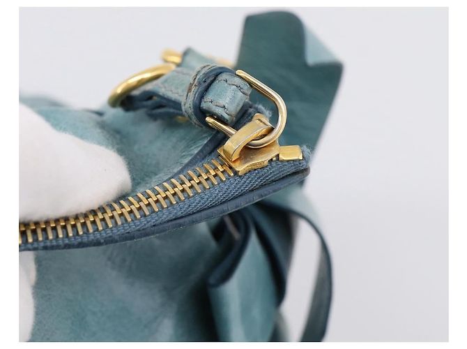 Borsa a mano Miu Miu in pelle 2way blu e oro Auth yk20734M D'oro - vista 17