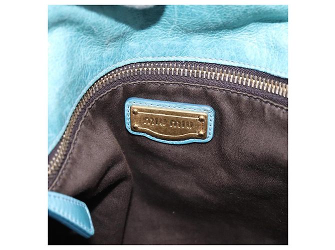 Borsa a mano Miu Miu in pelle 2way blu e oro Auth yk20734M D'oro - vista 18