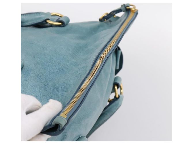 Borsa a mano Miu Miu in pelle 2way blu e oro Auth yk20734M D'oro - vista 6