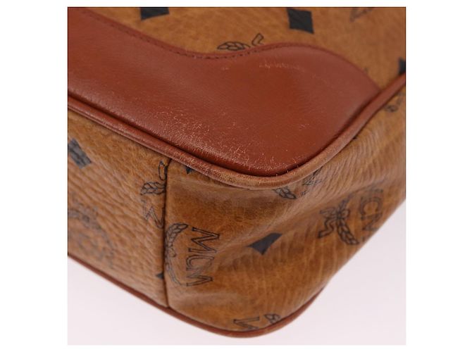 Borsa a tracolla MCM Vicetos PVC Pelle Marrone Tono Oro Auth BA15292 - vista 11