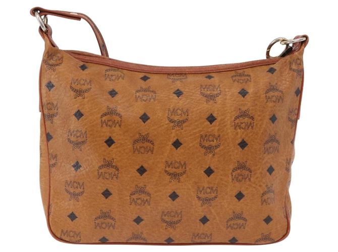 Borsa a tracolla MCM Vicetos PVC Pelle Marrone Tono Oro Auth BA15292 - vista 3
