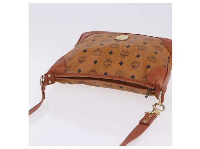 Borsa a tracolla MCM Vicetos PVC Pelle Marrone Tono Oro Auth BA15292 - vista 6