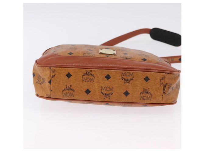 Borsa a tracolla MCM Vicetos PVC Pelle Marrone Tono Oro Auth BA15292 - vista 9